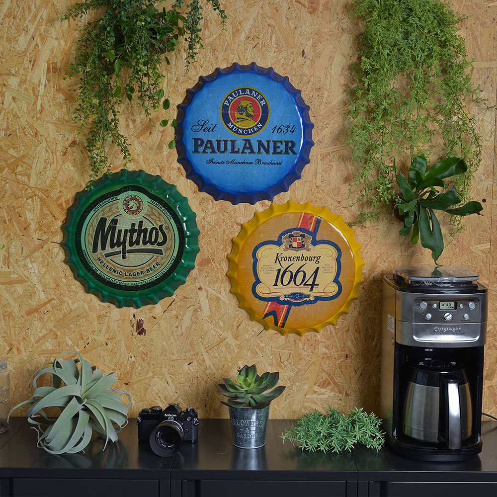  王冠型プレート ブリキ壁掛け看板 1664（黄）